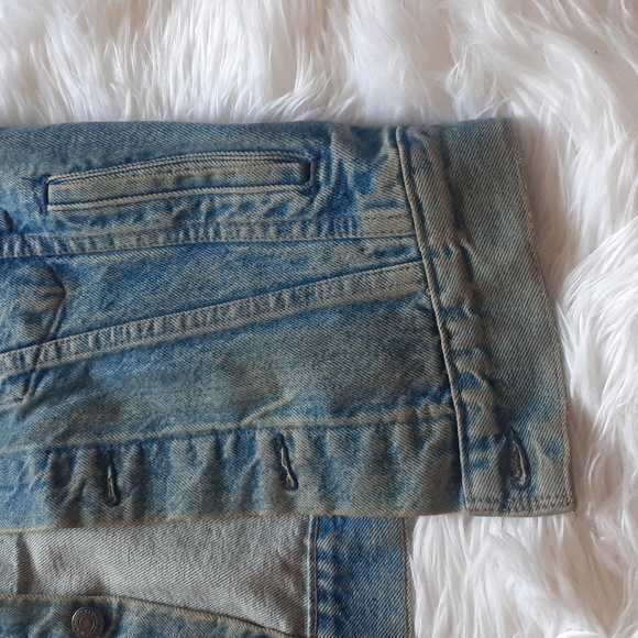 Vtg 80s Levi Strauss / ZZ Top Faded Denim Patch Vest Size Mens' Small - Picture 5 of 11